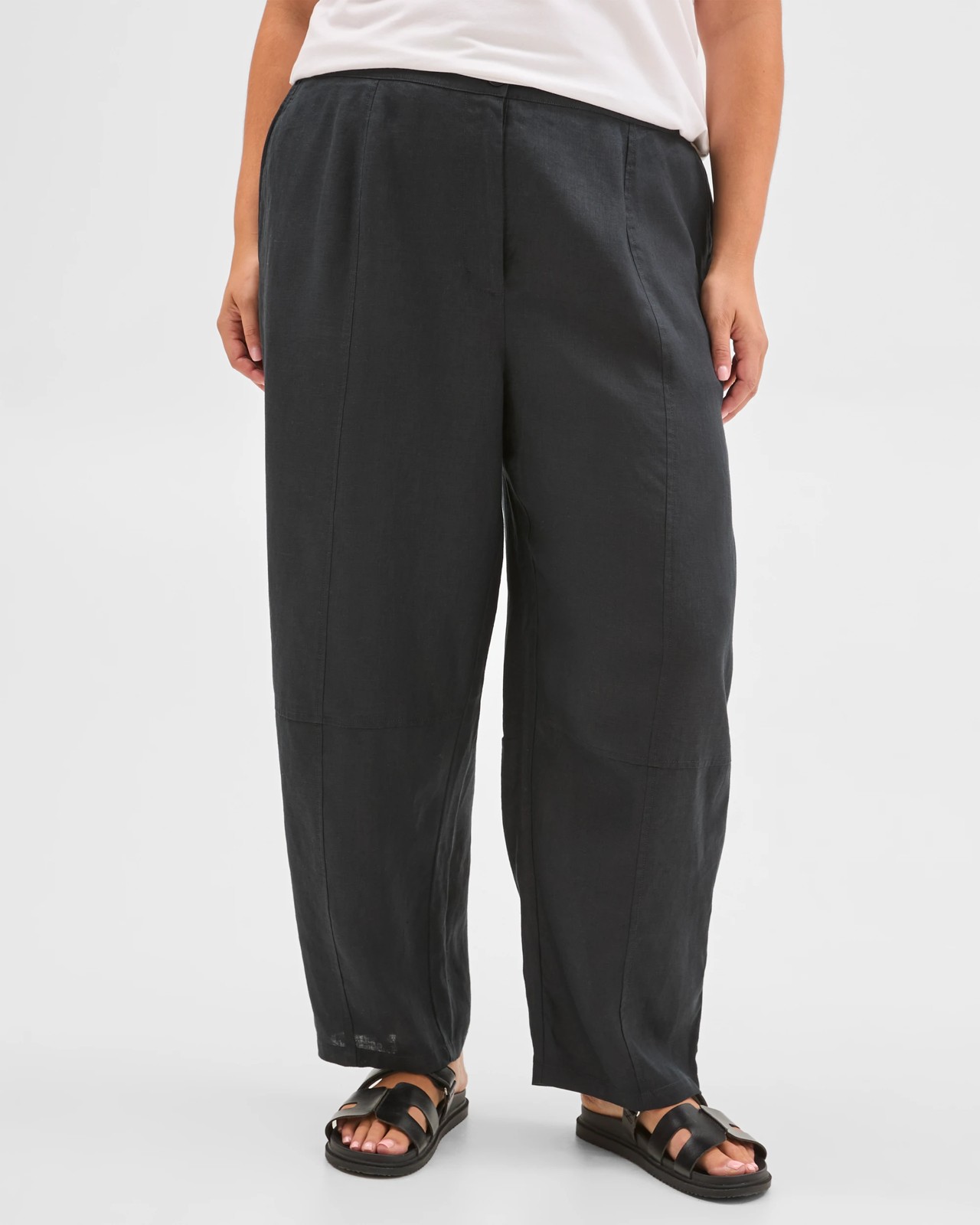Plus Size European Linen Barrel Leg Pants 2 of 6