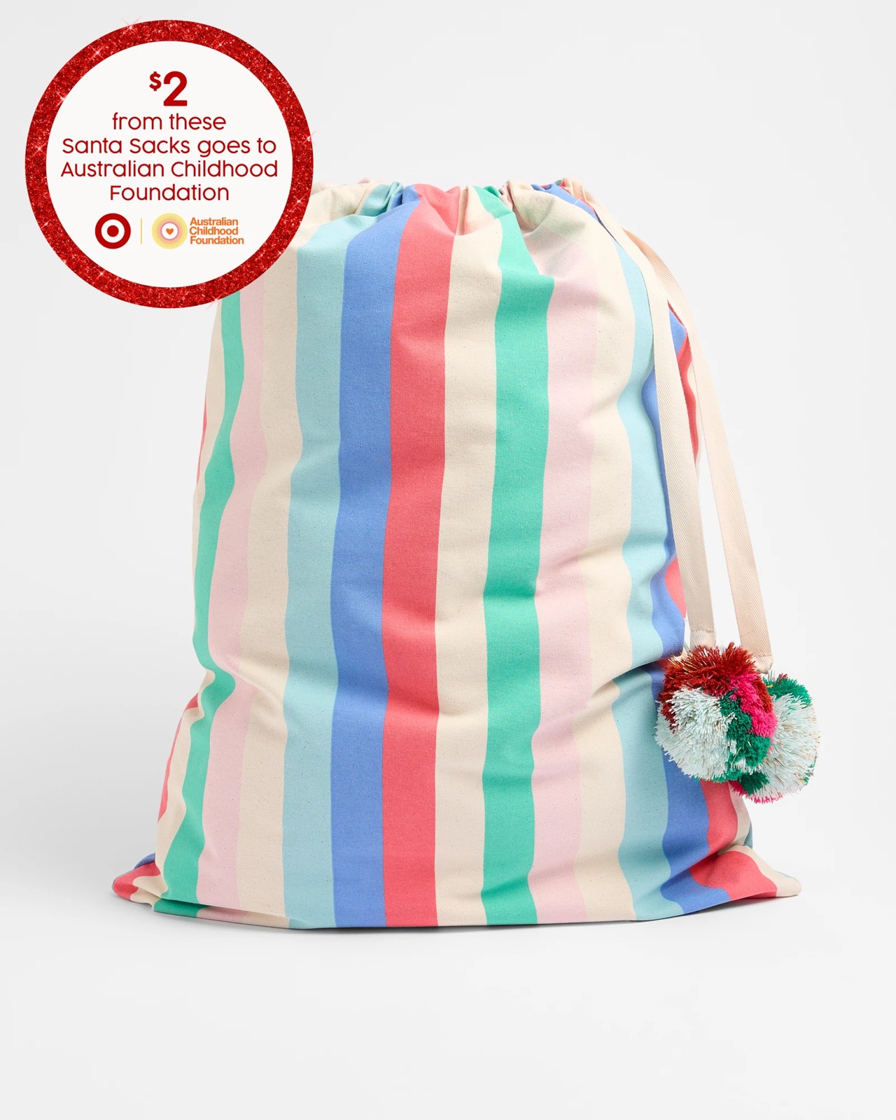 Striped Christmas Sack Australian Childhood Foundation Target Australia
