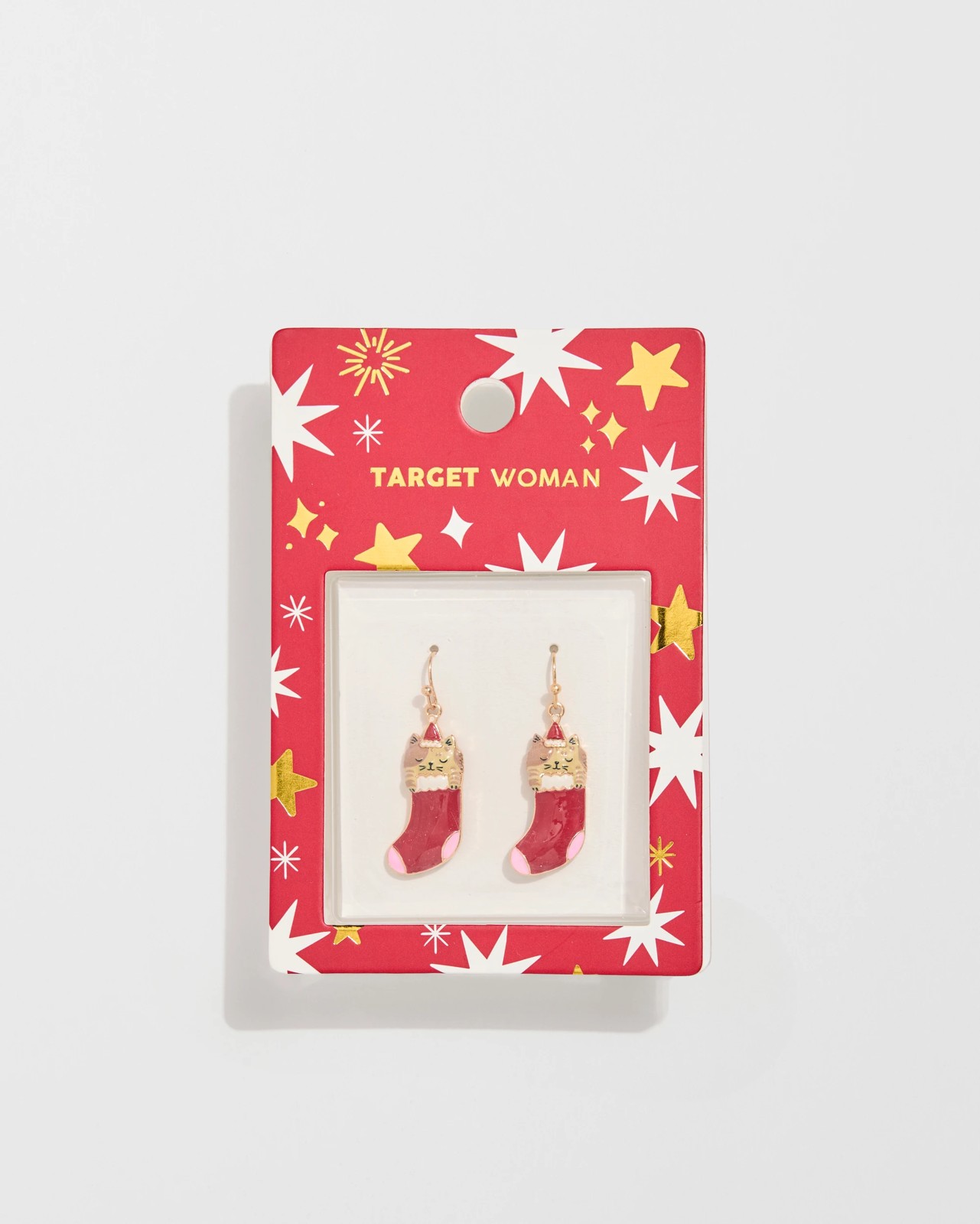 Christmas Cat In Stocking Drop Earrings 3 of 3