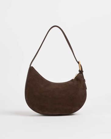 Premium Suede Leather Halfmoon Shoulder Bag
