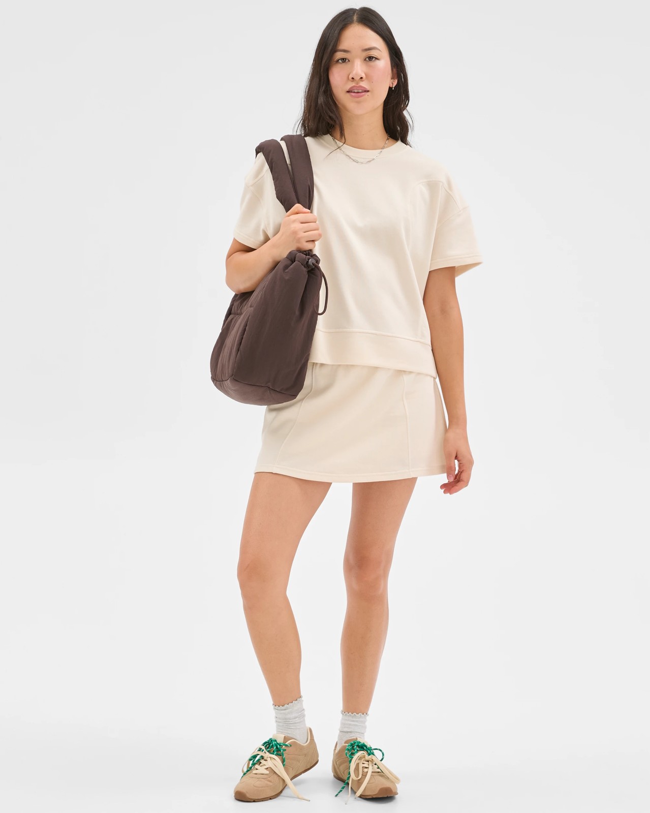 Active Australian Cotton Blend Knit T-Shirt - Oatmilk 2 of 6
