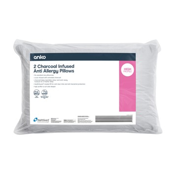 Charcoal Infused Anti Allergy Pillows, 2 Pack - Anko