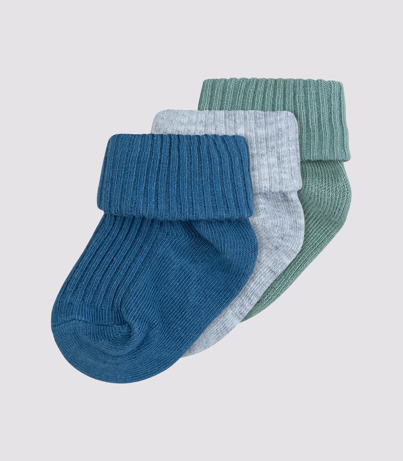 Baby Organic Cotton Turn Over Rib Cuff Socks 3 Pack - Underworks