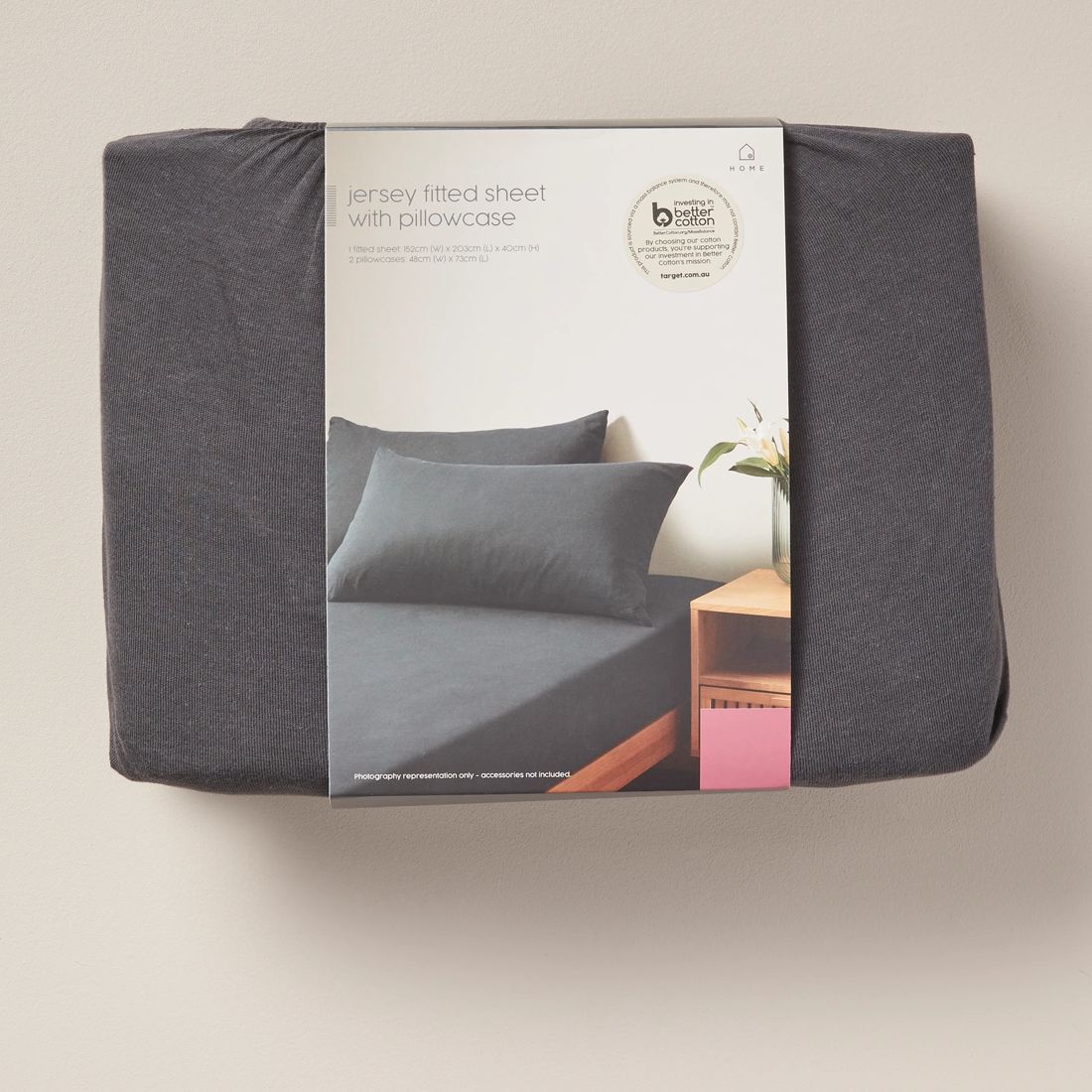 Jersey Fitted Sheet With Pillowcase Grey Target Australia