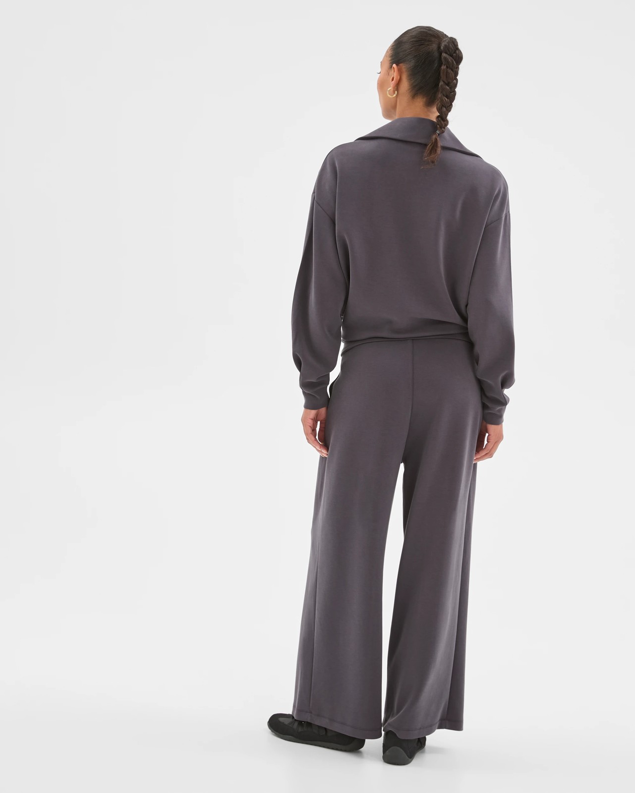 Active Movement Pleat Front Wide Leg Pants - Charcoal 5 of 5