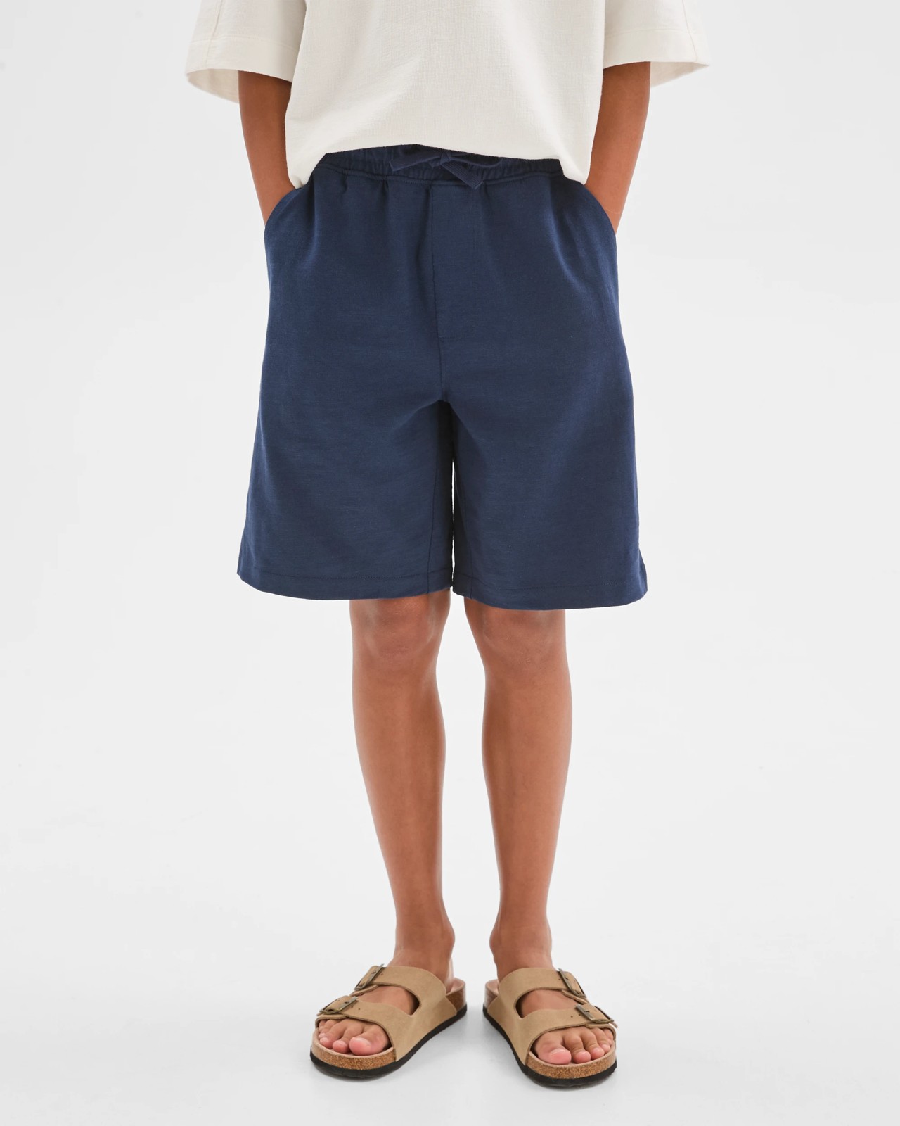 Elastic Waist Sweat Shorts - Navy 4 of 5