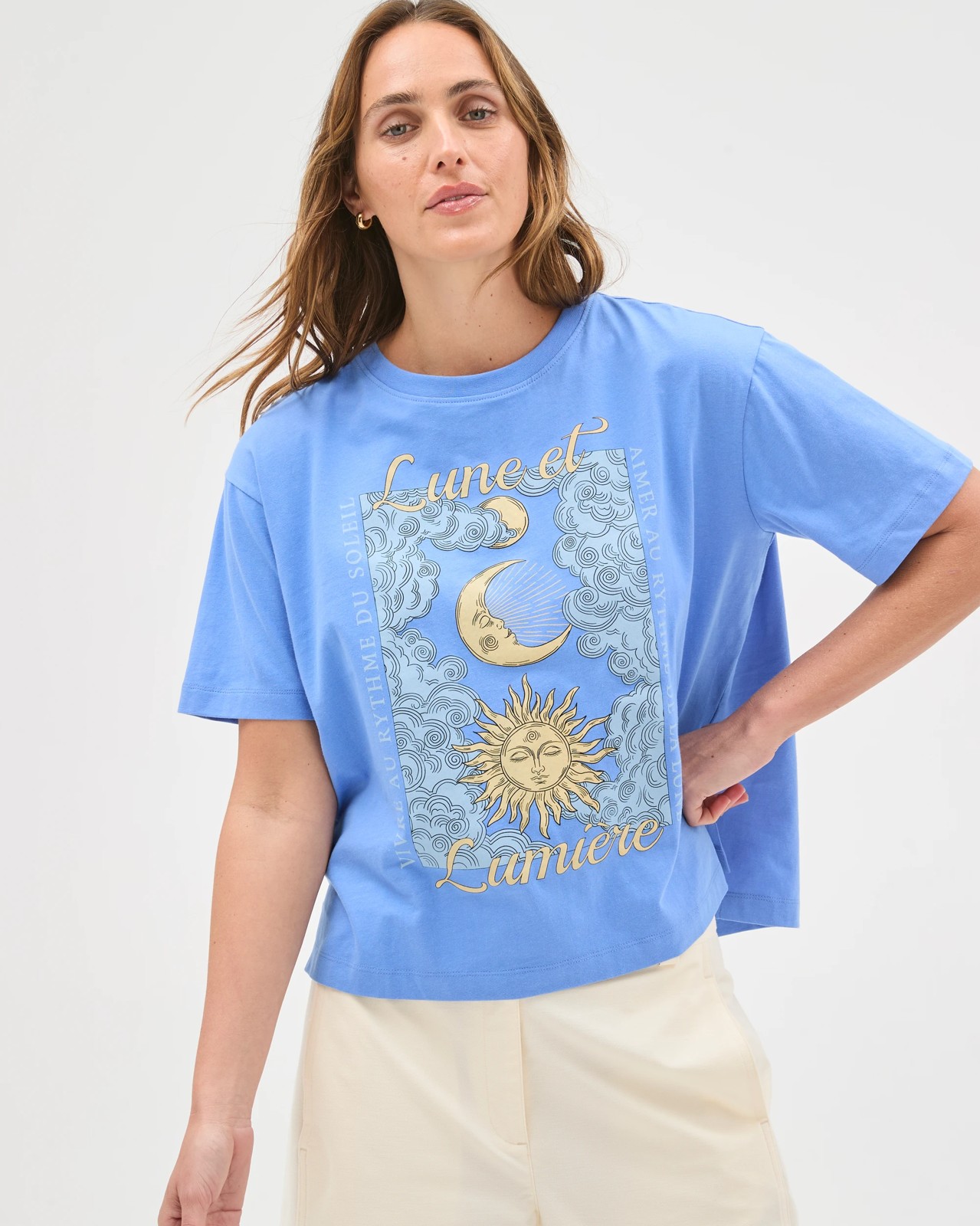 Australian Cotton Boxy Print T-Shirt - Blue Lune 2 of 6