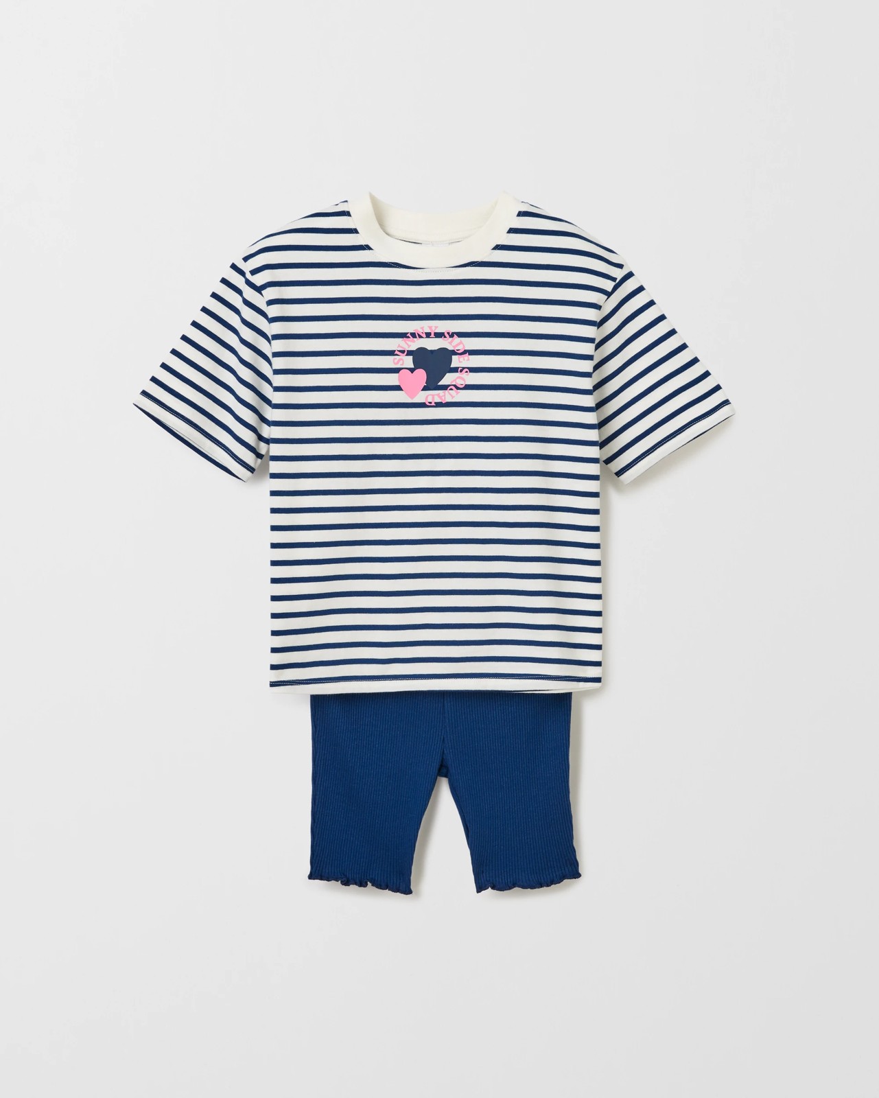 Australian Cotton Blend T-Shirt and Bike Shorts Set - Navy / White Stripe 5 of 5