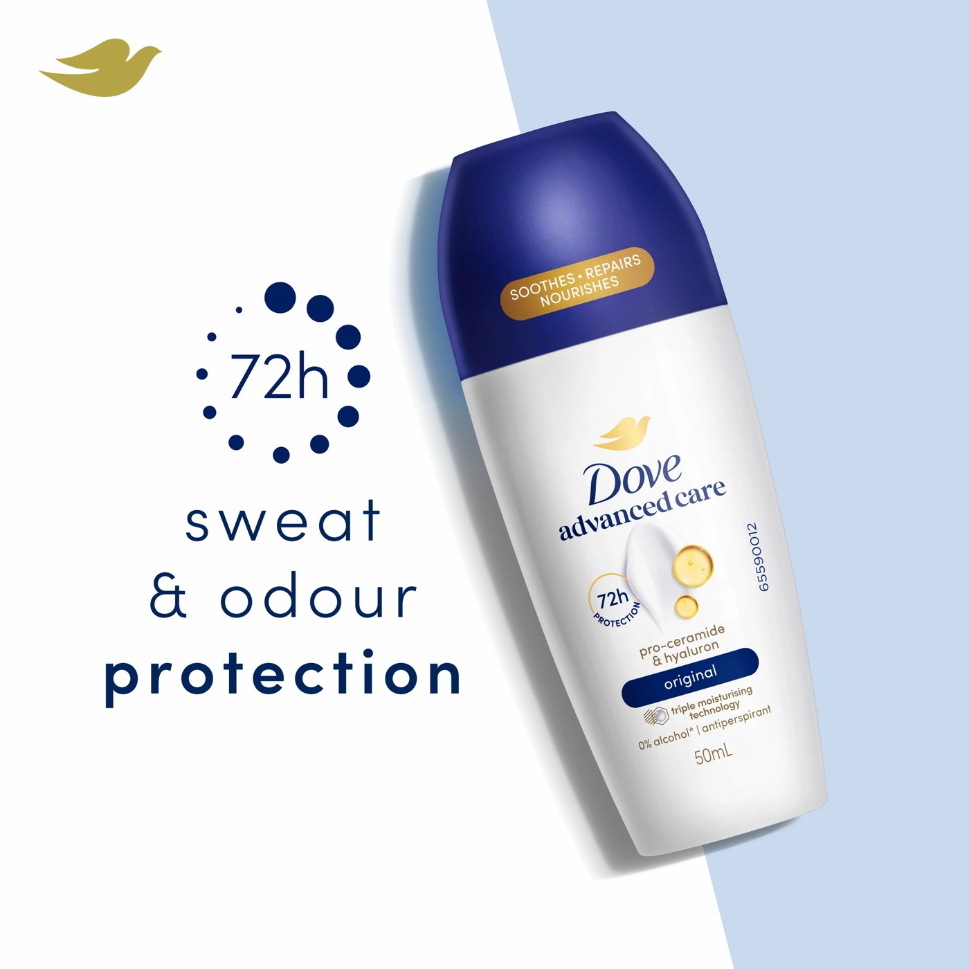 Dove Advanced Care Original Antiperspirant Deodorant Roll-On 50ml - Pro-Ceramide and Calendula 2 of 6