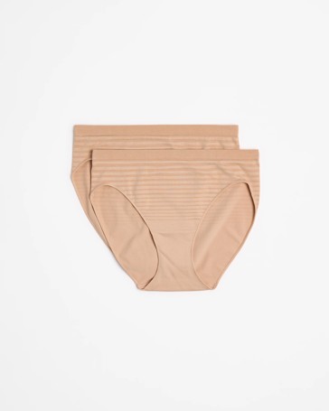 2 Pack Seamfree Matte and Shine High Cut Briefs