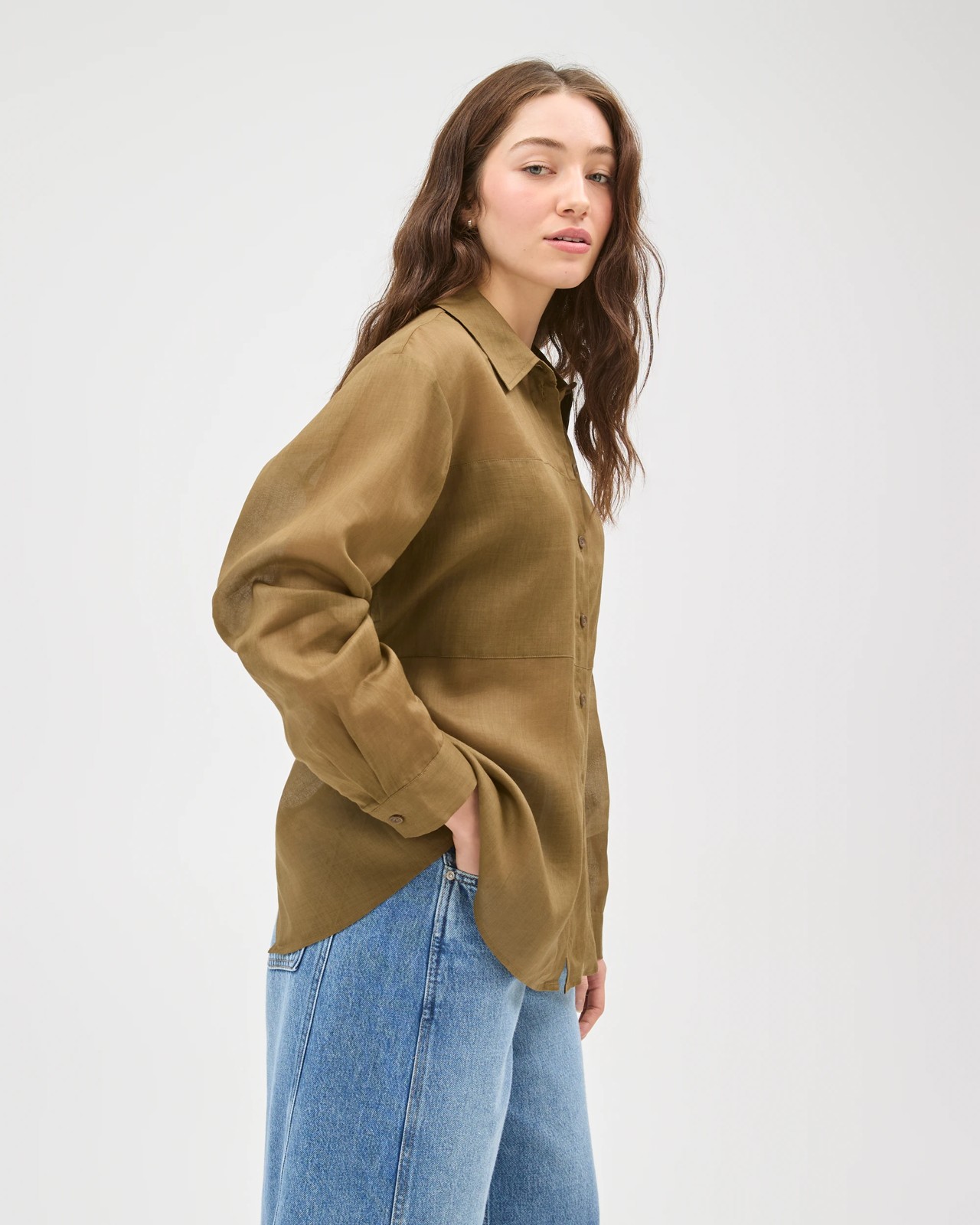 Lily Loves Sheer Shirt - Deep Moss 6 of 6