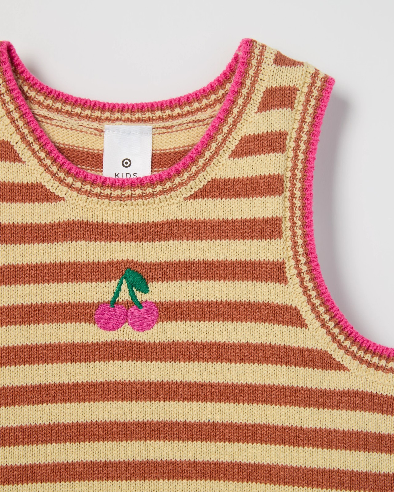Australian Cotton Fashion Striped Crochet Knit Tank Top - Yellow / Orange 6 of 6