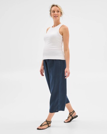 Maternity European Linen Crop Pants