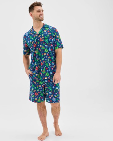 Maxx Australian Cotton Short Sleeve Top & Shorts Christmas Pyjama Set