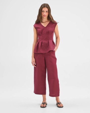 Petites European Linen Blend Sleeveless Top