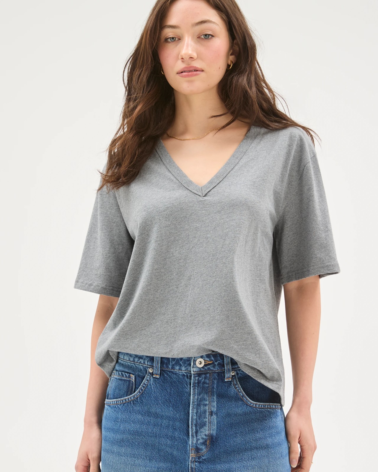 Lily Loves Australian Cotton V-Neck T-Shirt - Dark Grey Marle 5 of 5
