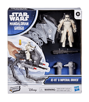 Star Wars Action Verse the Mandalorian and Grogu AT-RT and Imperial Driver Playset