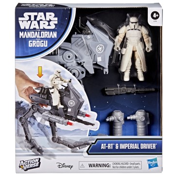 Star Wars Action Verse the Mandalorian and Grogu AT-RT and Imperial Driver Playset