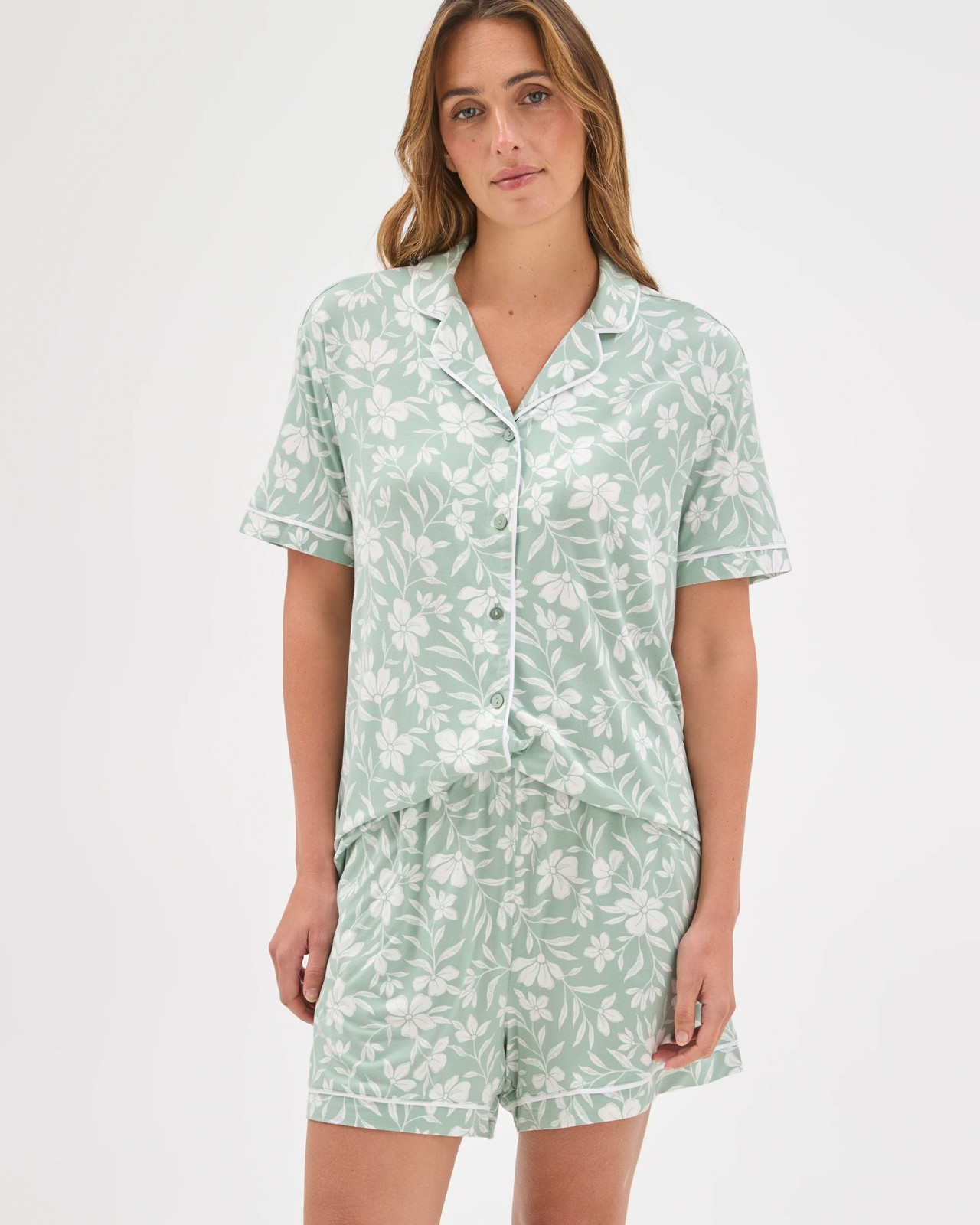 Soft Comfort Bamboo Pyjama Set - Green Floral 2 of 5