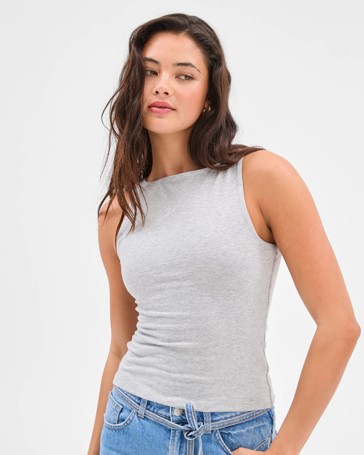 Australian Cotton Double Layer Boat Neck Tank Top - Lily Loves