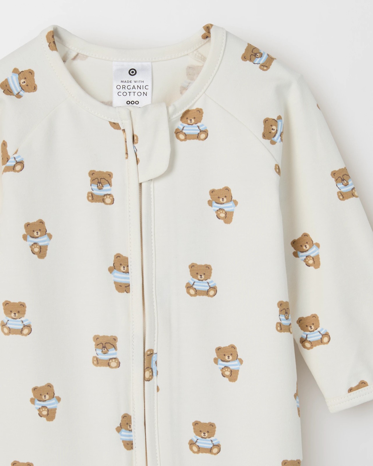 Baby Organic Cotton Zip Coverall - Teddies Cream 2 of 2