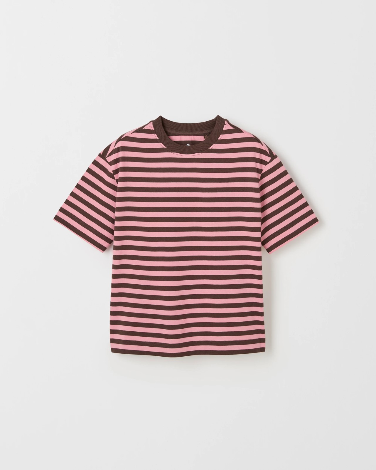 Organic Cotton Heavyweight Oversized T-Shirt - Pink/Choc 2 of 4