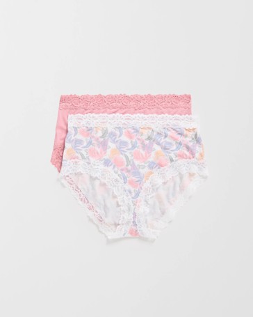 Womens Modal and Lace Full Briefs 2 Pack