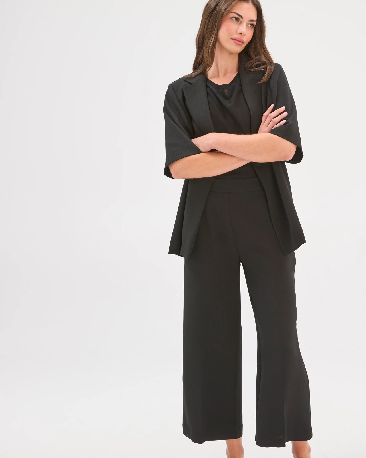 Petites Tailored Cropped Crepe Culotte Pants 5 of 5