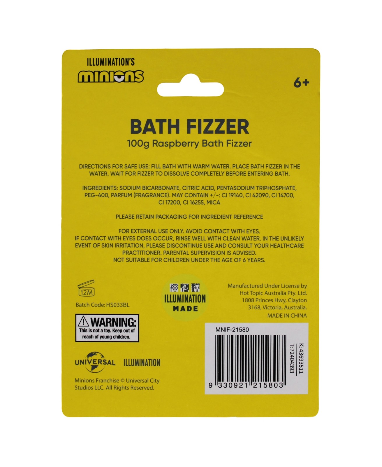 Illumination's Minions Bob & Tim Bath Fizzer 100g - Raspberry 3 of 3