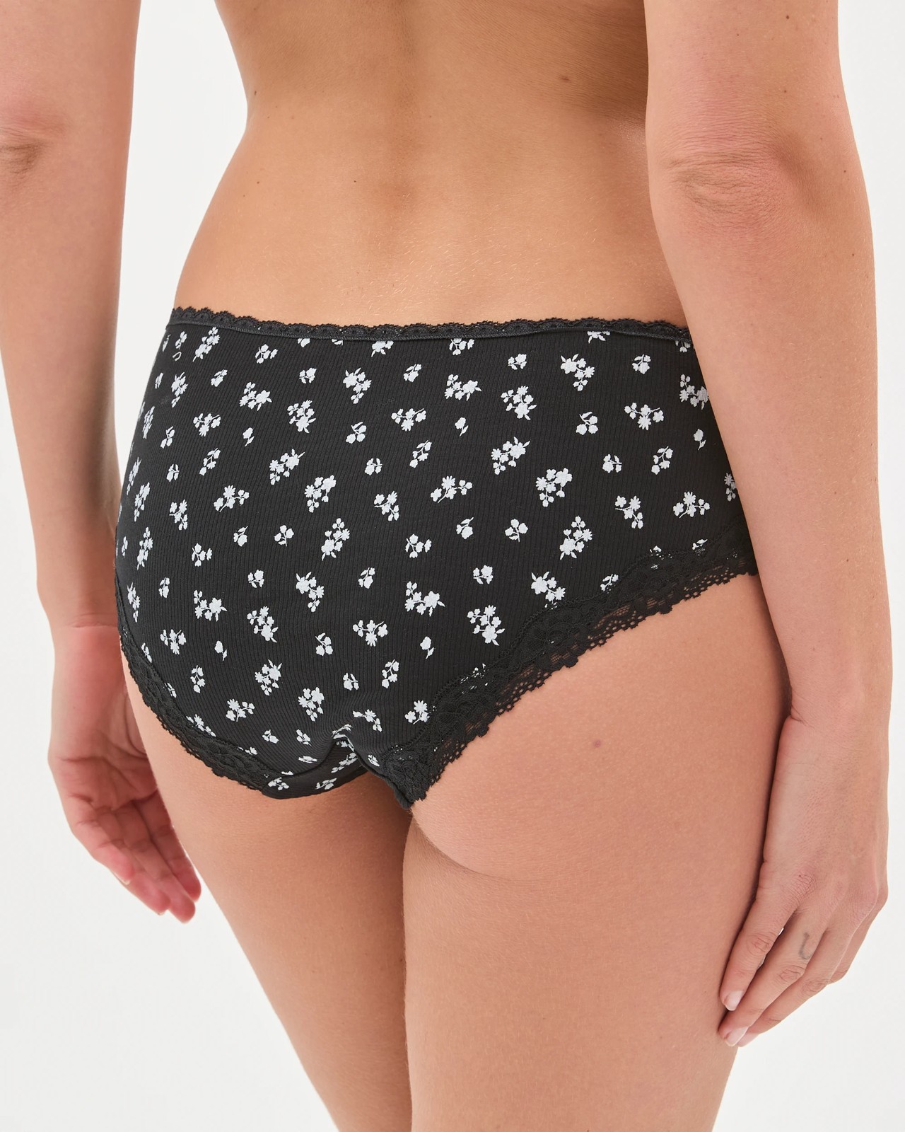 Australian Cotton Blend 3 Pack Boyleg Briefs - Black Ditsy/Gardenia/Shell 4 of 4