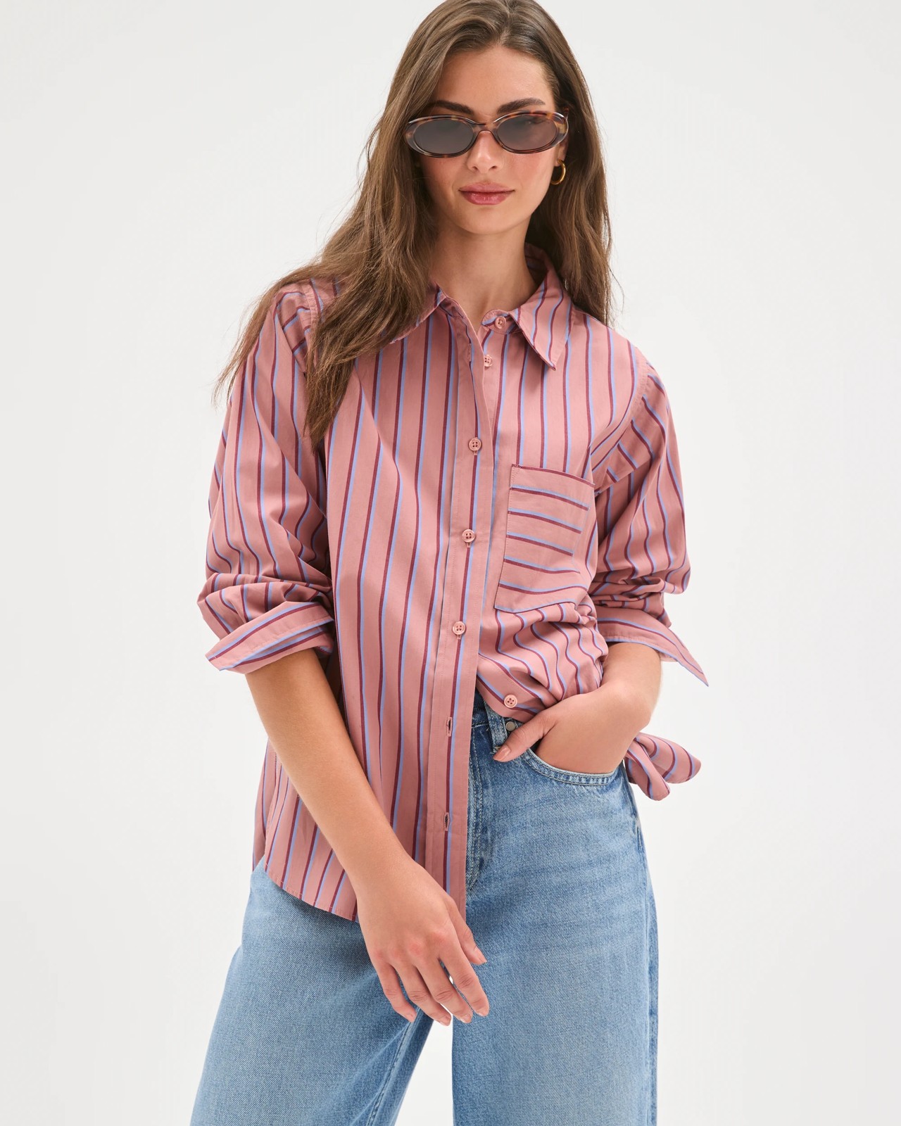 Petites Australian Cotton Spliced Stripe Shirt 4 of 6