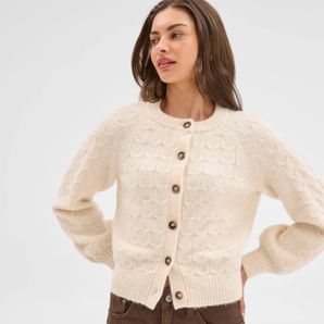 Petites Showstopper Cable Knit Cardigan