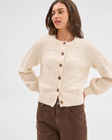 Petites Showstopper Cable Knit Cardigan