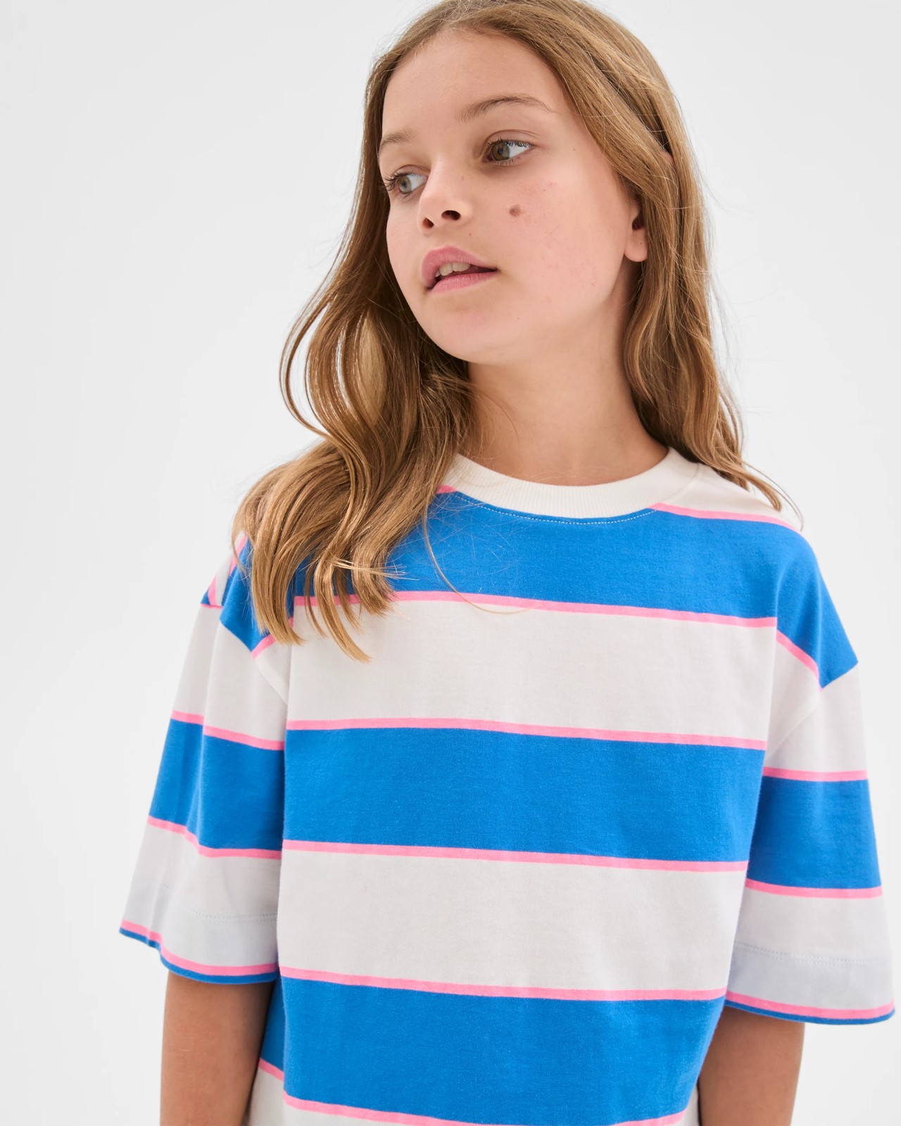 Australian Cotton Oversized T-Shirt - Stripe Blue 3 of 6
