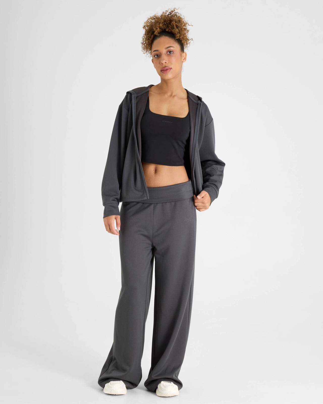 Lonsdale London Rib Wide Leg Pants - Charcoal 5 of 5