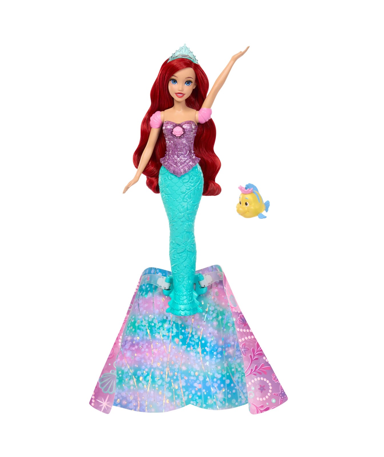 Disney Princess Ariel Human to Mermaid Transforming Fashion Doll with Flounder & 2 Accessories 2 of 6