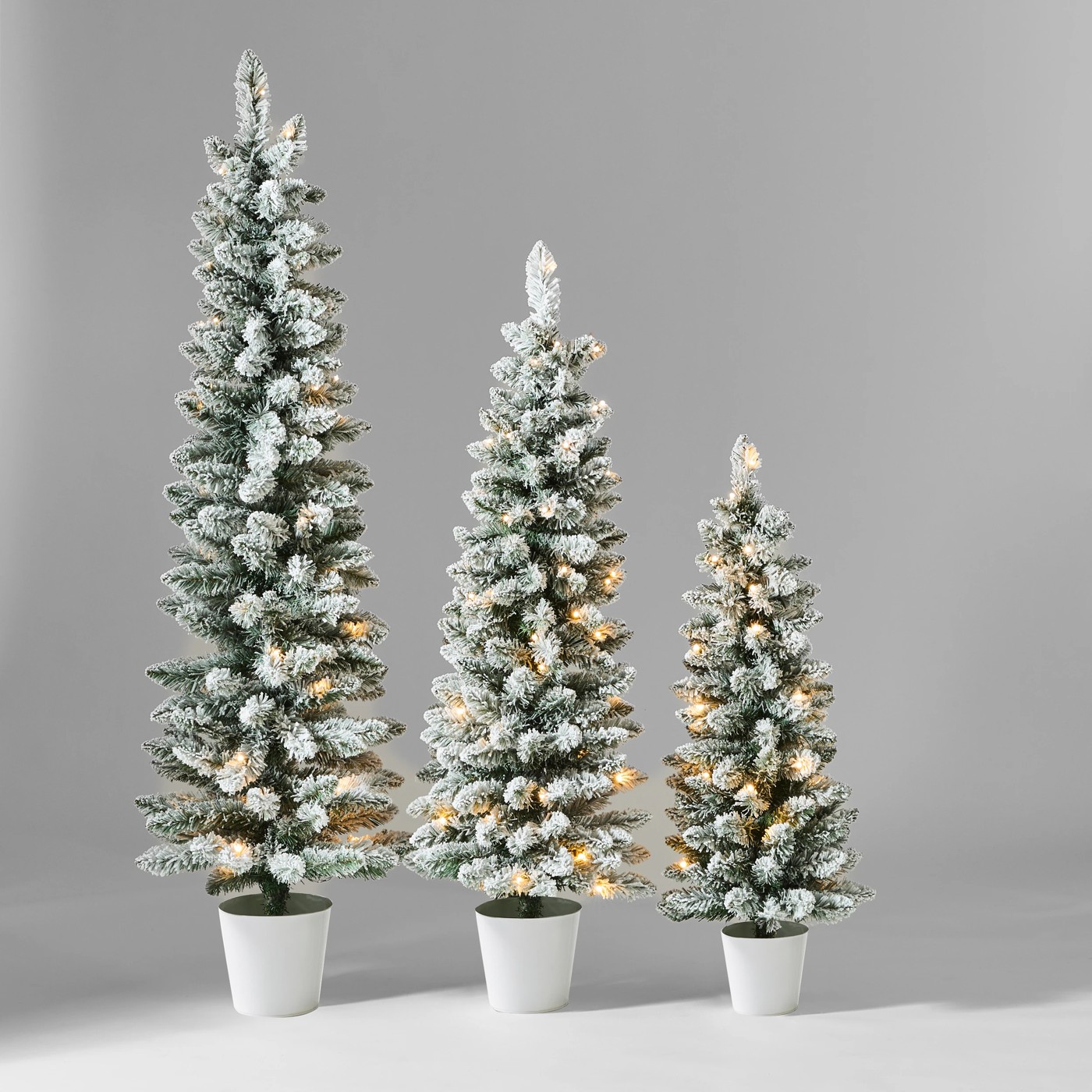 Anko Set of 3 Snowy Prelit Potted Christmas Trees 3 of 5