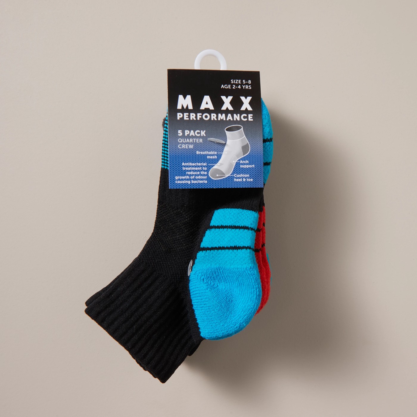 5 Pack Maxx Performance Qtr Crew Socks 3 of 3