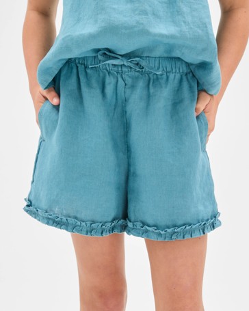 European Linen Frill Shorts