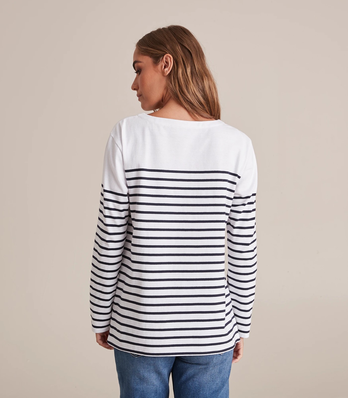 Long Sleeve Boat Neck Stripe Top 2 of 5