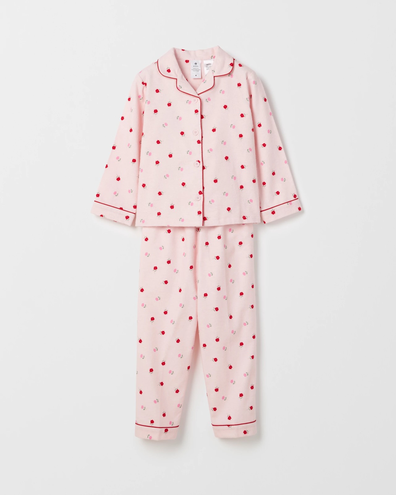 Australian Cotton Younger Girls Flannel Pyjama Set - Floral 5 of 6