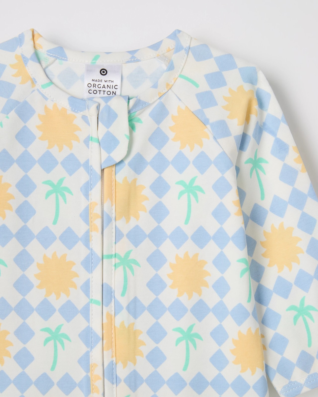 Baby Organic Cotton Zip Coverall - Palm Checker Cloud Dancer 2 of 2