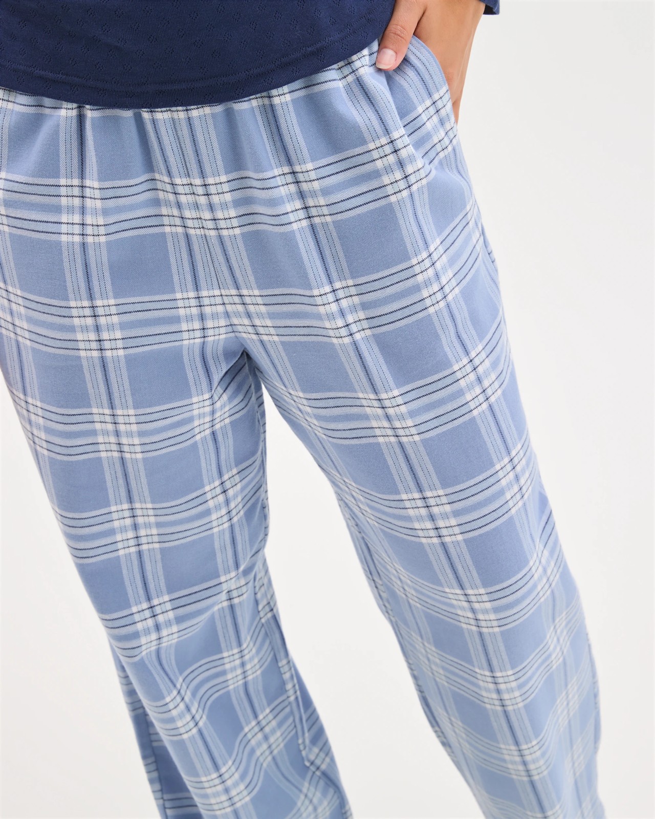 Australian Cotton Pointelle and Flannel Pyjama Set - Navy 4 of 5