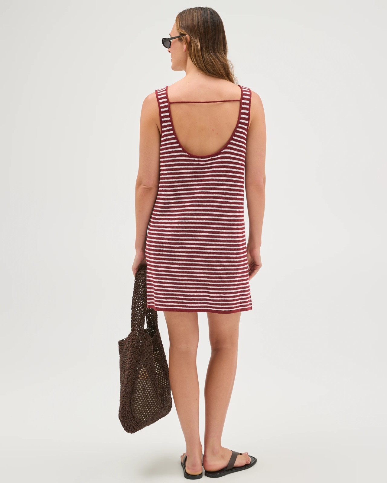 Australian Cotton Blend Resort Sleeveless Knit Mini Dress - Cinnabar Stripe 6 of 6