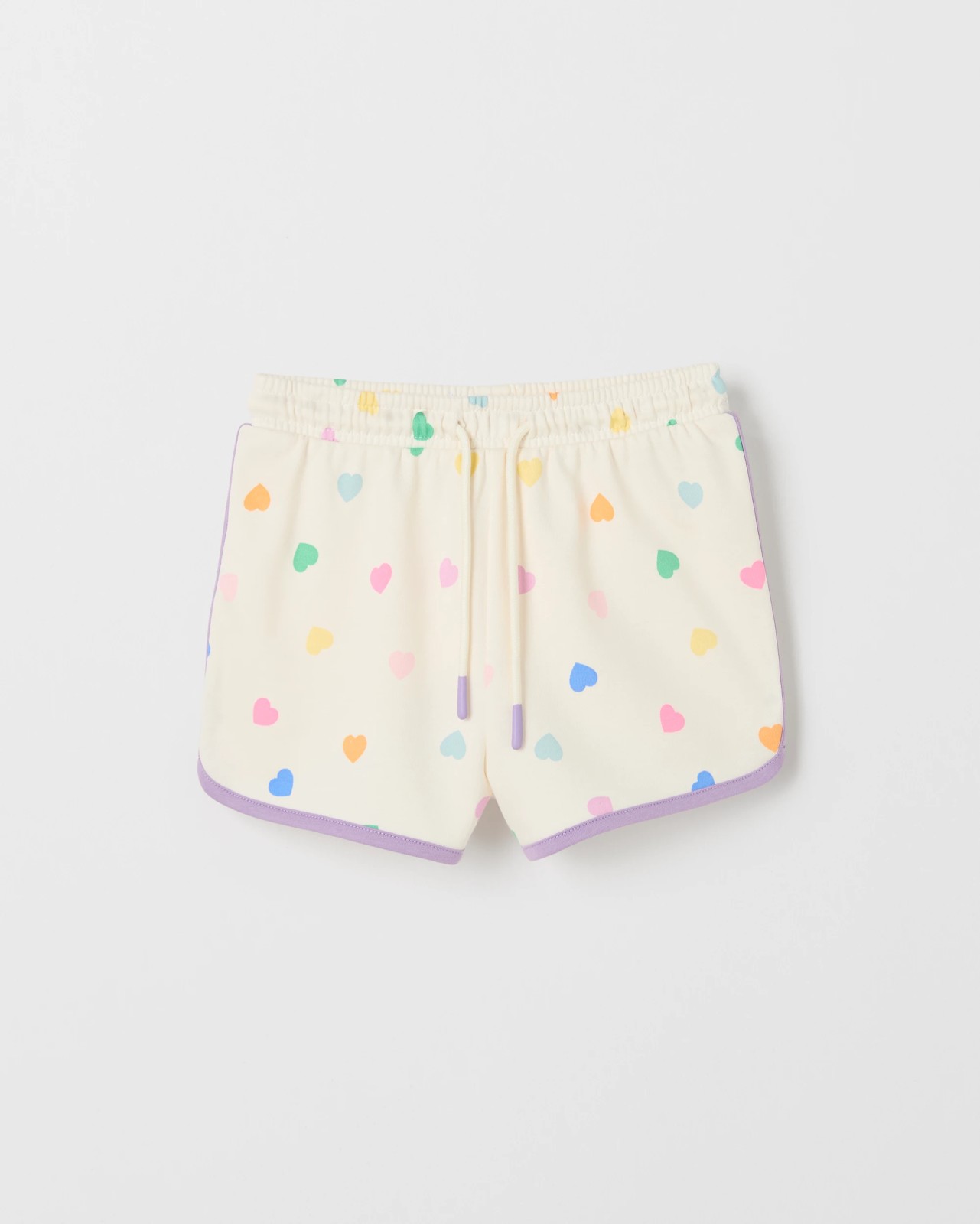 Australian Cotton Blend Fashion Dolphin Hem Knit Shorts - Cream AOP Heart 5 of 6