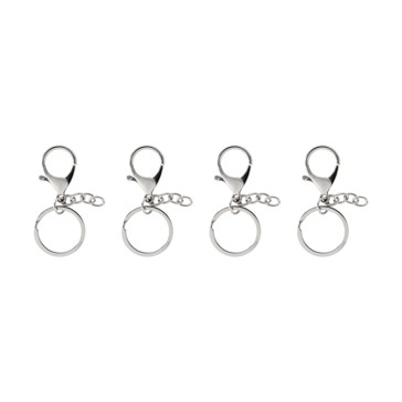 4 Pack Keyrings, Silver Look - Anko