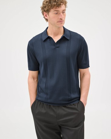 Preview Revere Pointelle Knit Polo Top