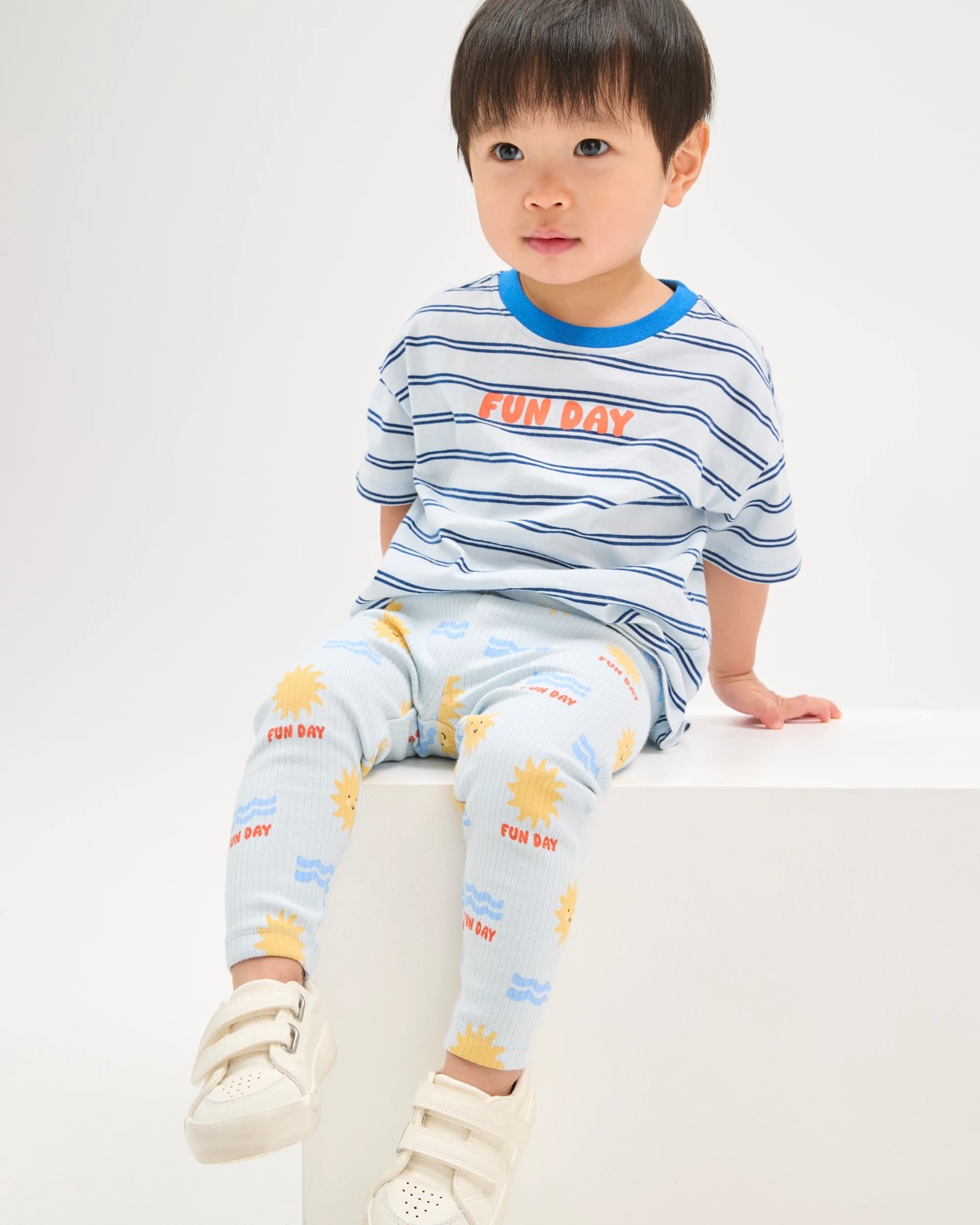 Baby Organic Cotton Ribbed Leggings - Fun Day Blue 3 of 5