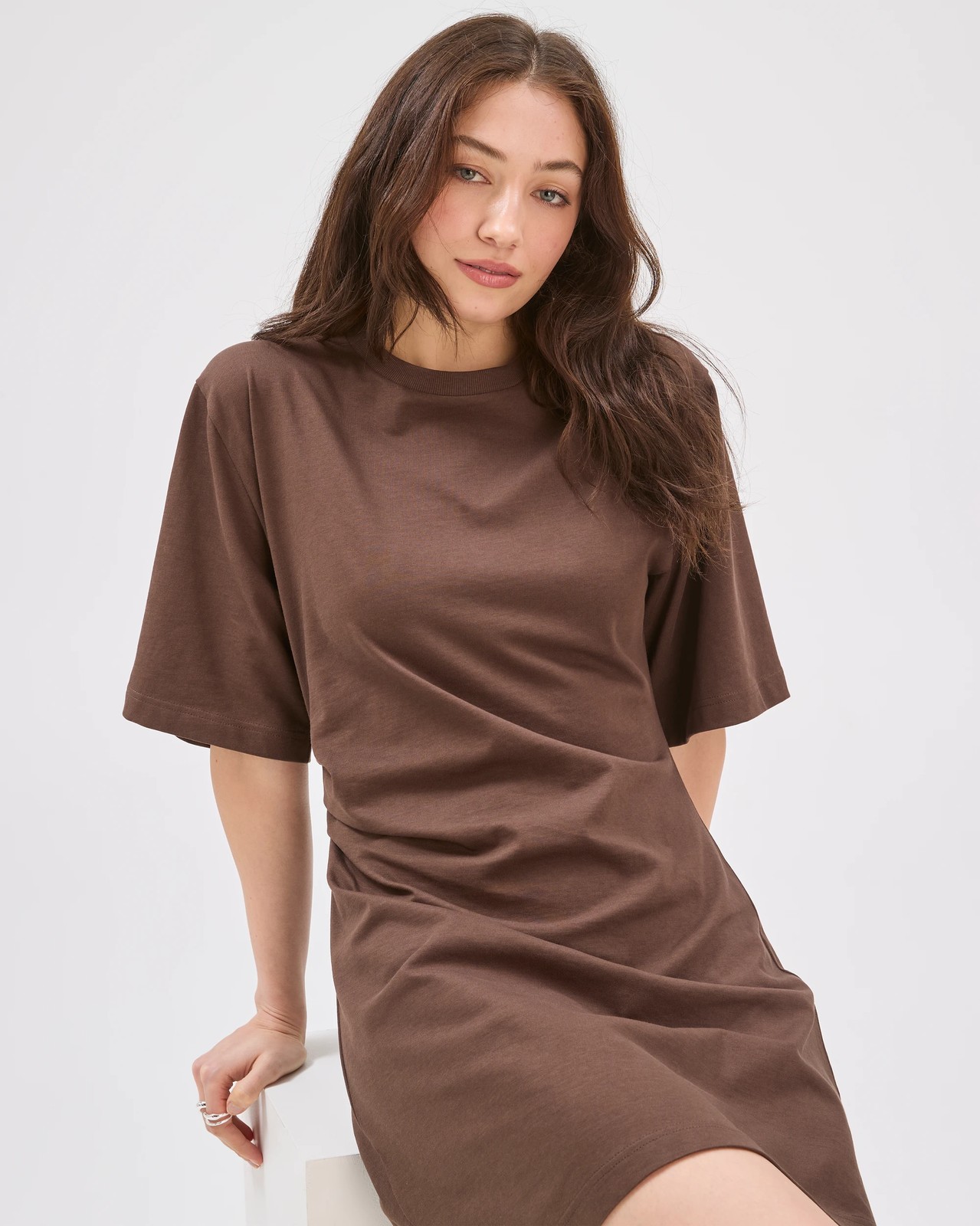 Lily Loves Australian Cotton Mini T-Shirt Dress - Bark 2 of 6