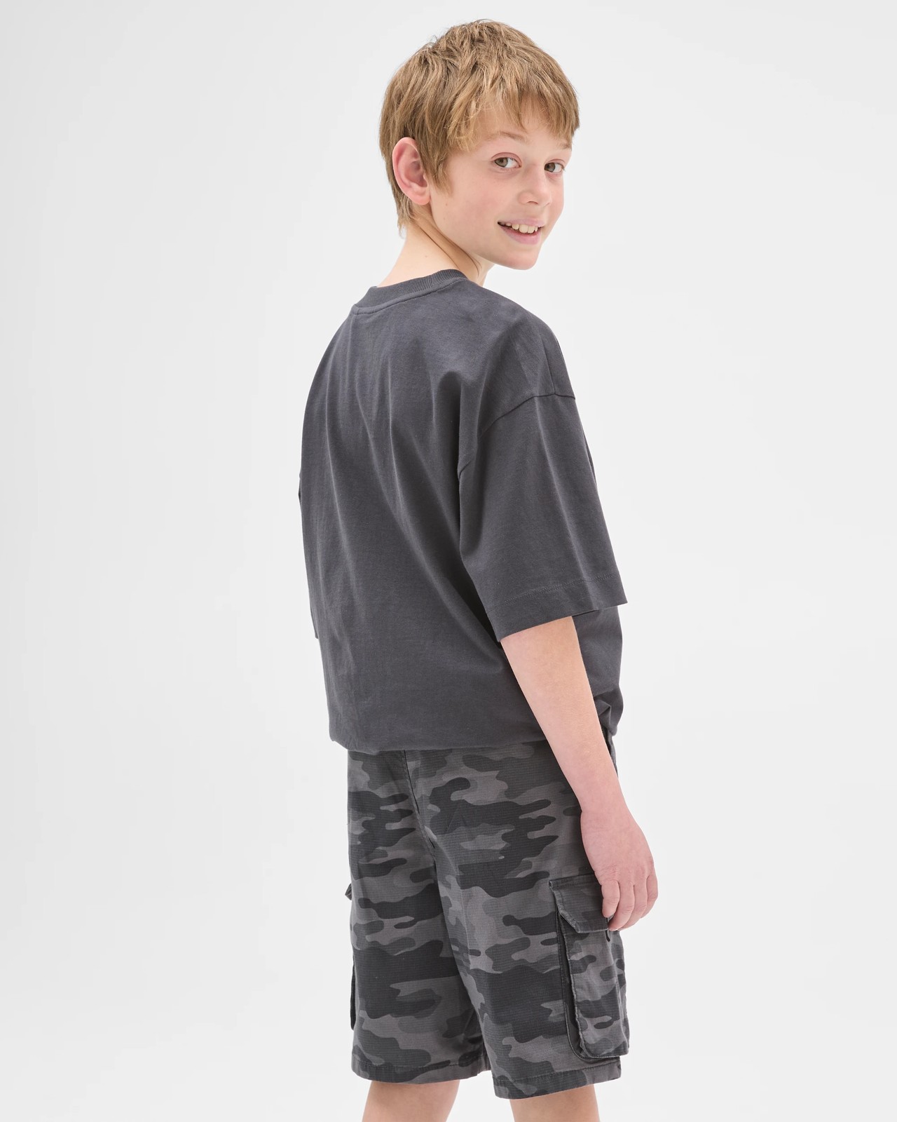 Cotton Knee Length Cargo Shorts - Black Camo 4 of 5